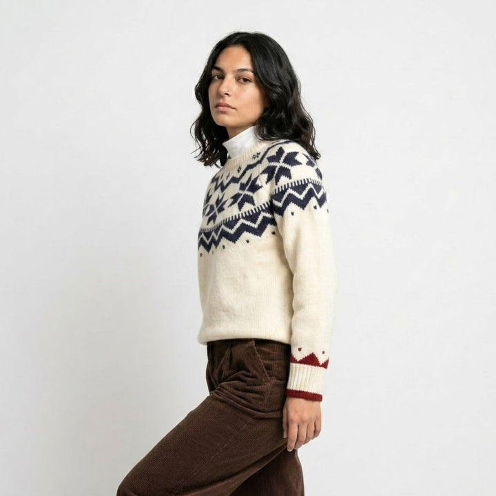 Cozy Nordic Pattern Knitted Sweater in Acrylic-Polyester Blend