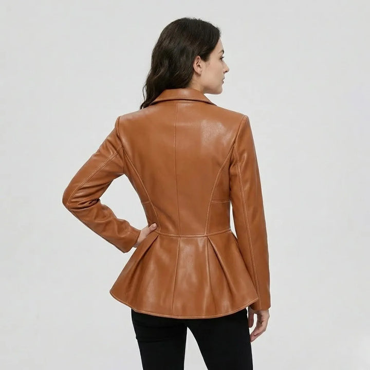 Tailored Coat with Fitted Silhouette and Peplum Accent