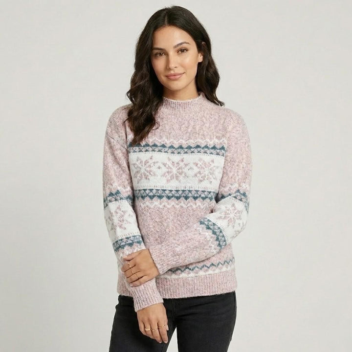 Nordic Pattern Wool Blend Knitted Sweater