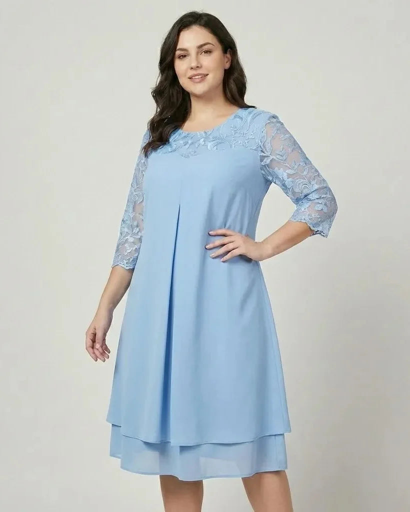 Ľubomila | Chic Midi Dress Featuring Embellished Sleeves