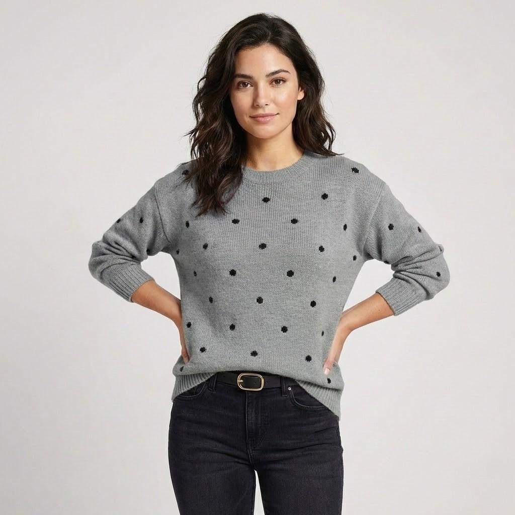 Patterned Textured Knit Sweater