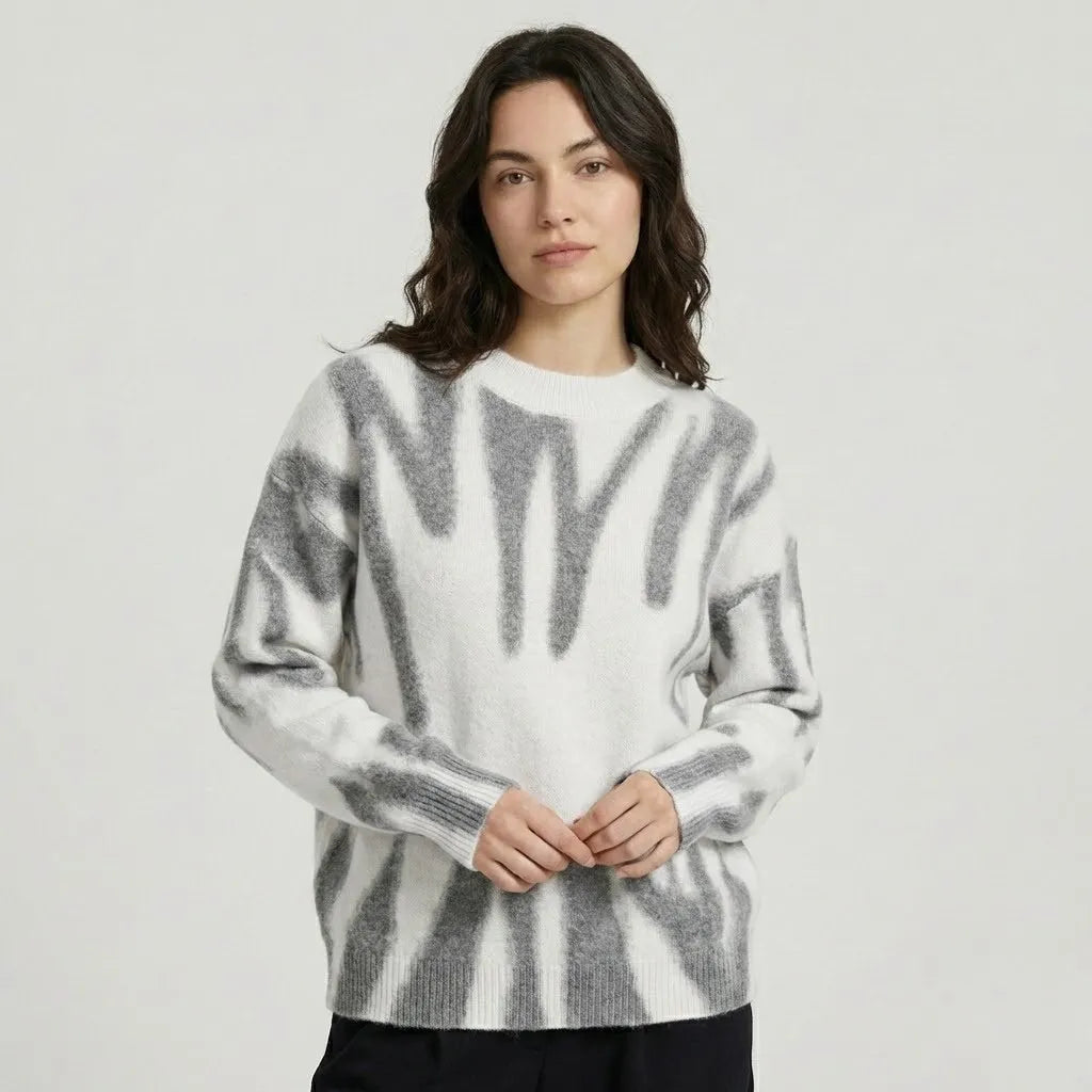Organic Pattern Oversized Knit Sweater