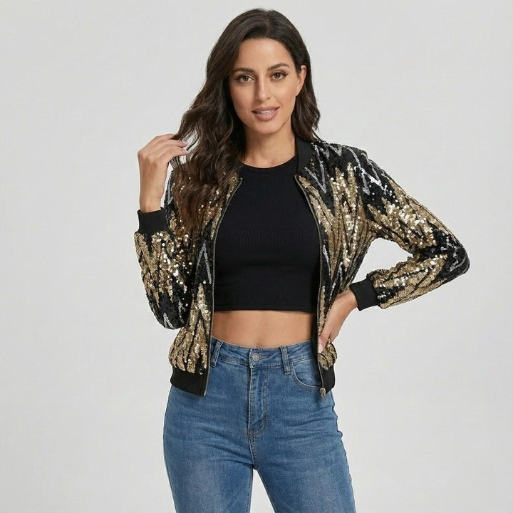 Chic Urban Short Bomber Jacket with a Subtle Sheen