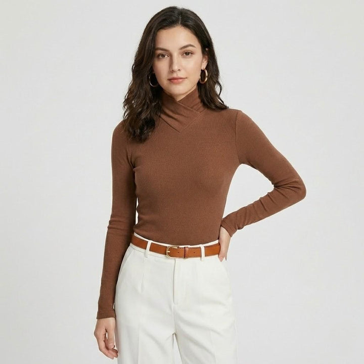 Fitted Structured Knitted Sweater in Viscose Blend