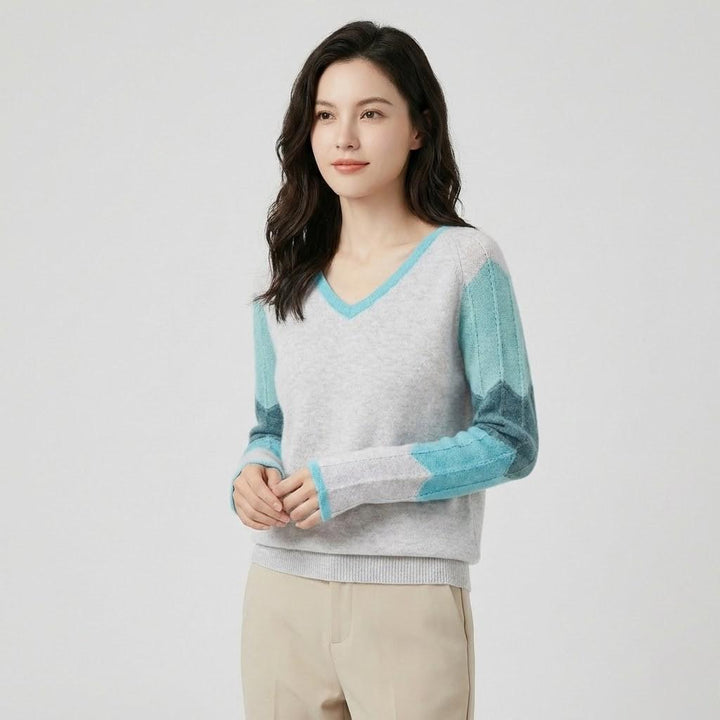 Cozy Loose-Fit Knit Sweater with Vibrant Geometric Design