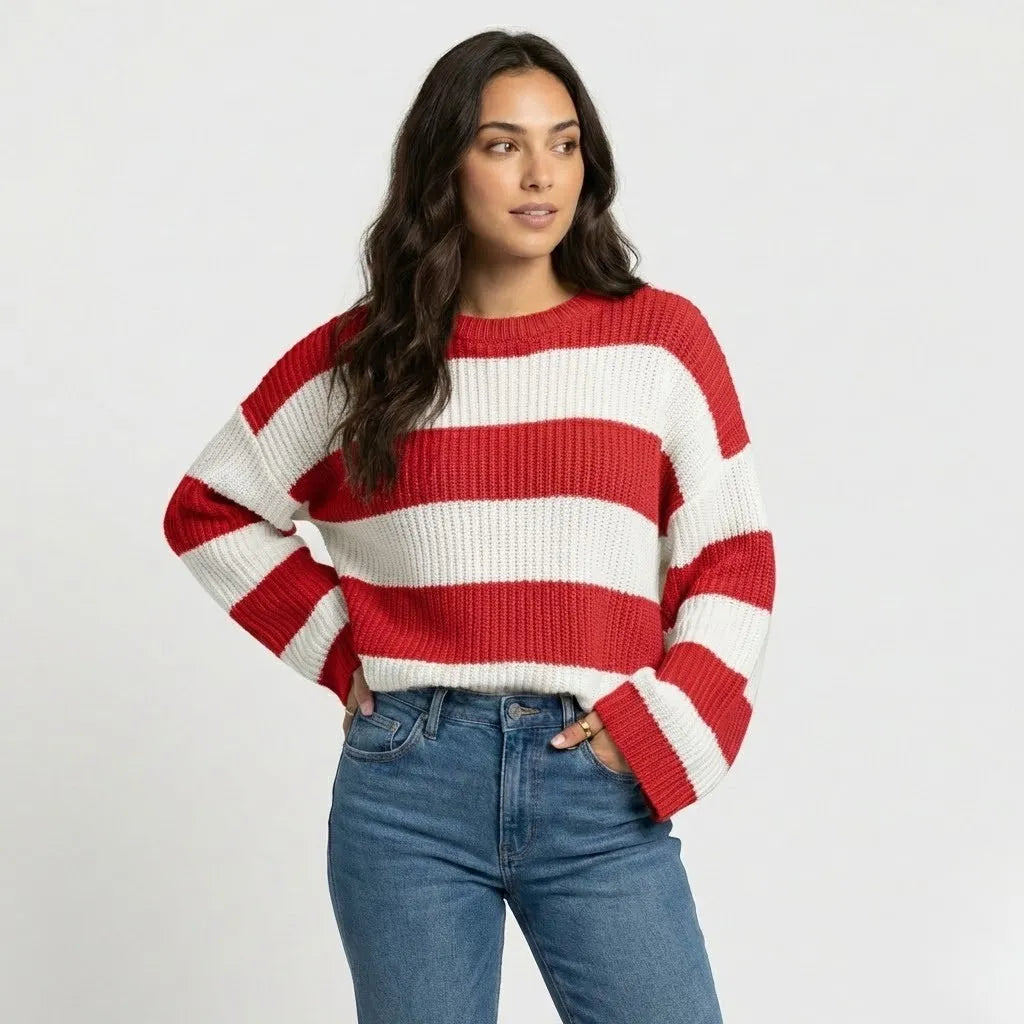 Relaxed Fit Ribbed Knit Sweater
