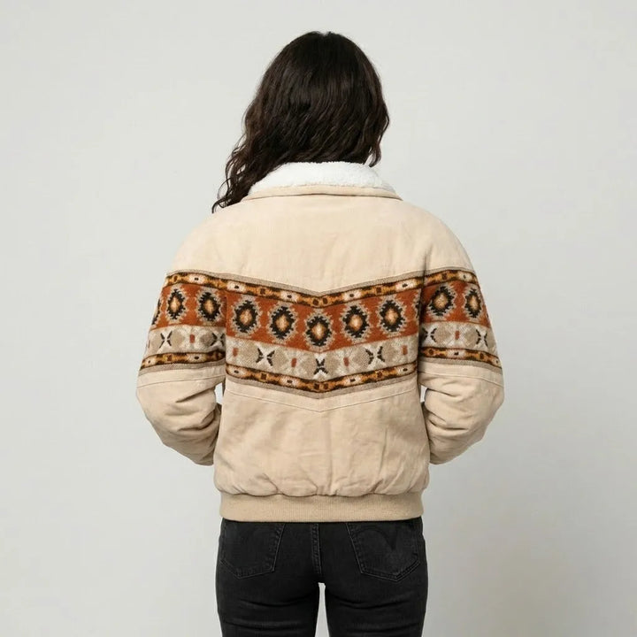 Relaxed Fit Ethnic Pattern Quilted Jacket