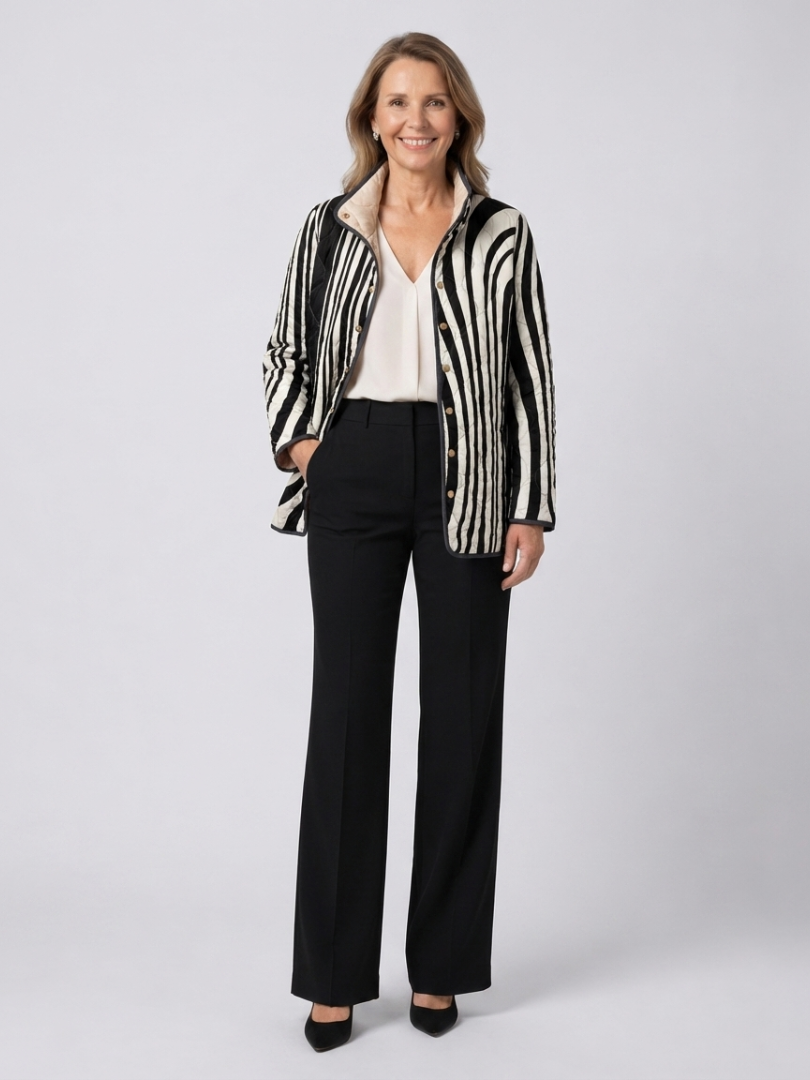 Zebra Print Quilted Jacket in Black and White
