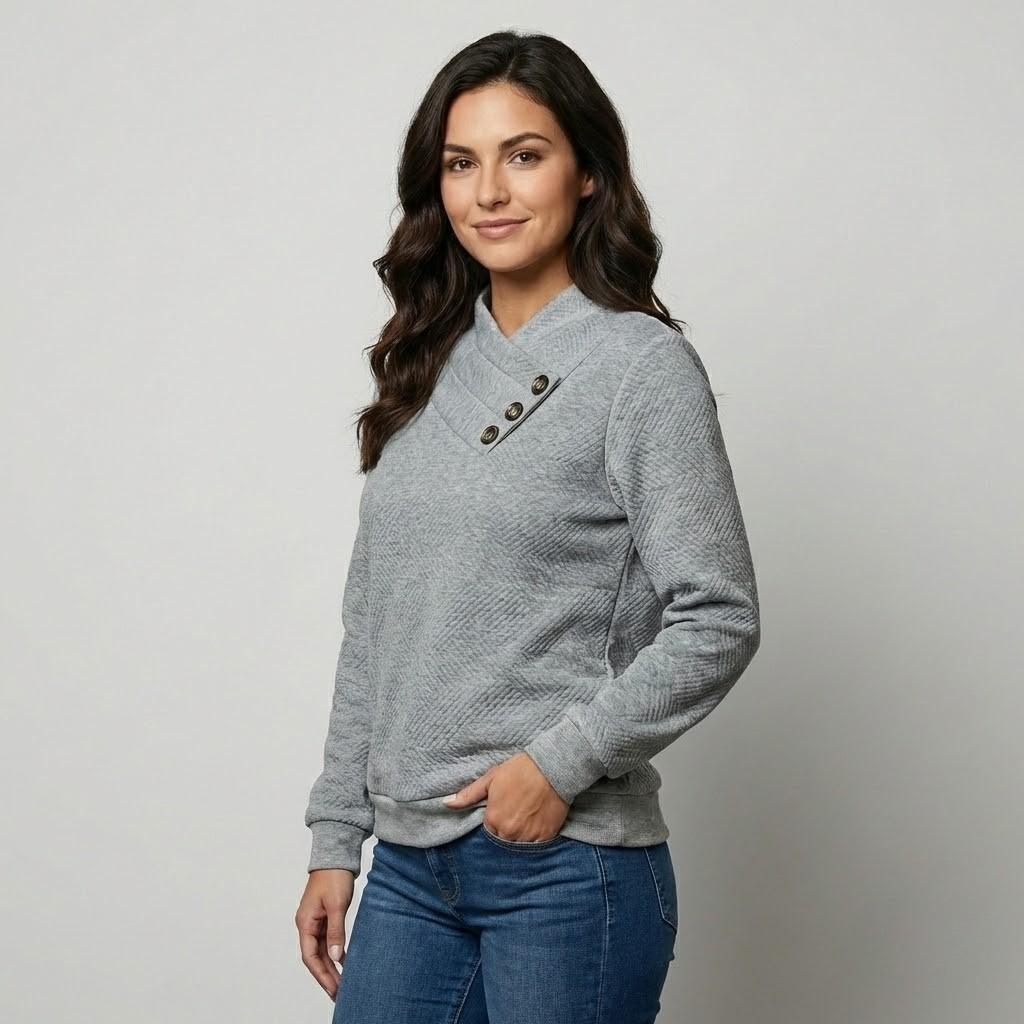 Elegant Crossed Neckline Knitted Sweater