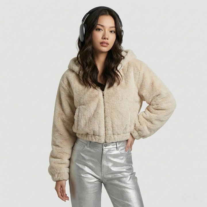 Cozy Loose-Fit Short Furry Hoodie