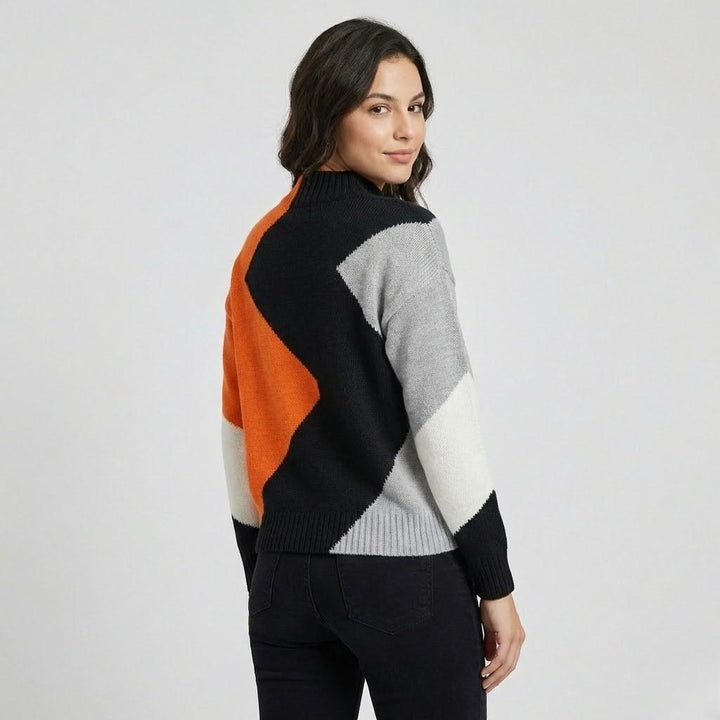 Cozy Geometric Pattern Knitted Sweater for Ultimate Comfort