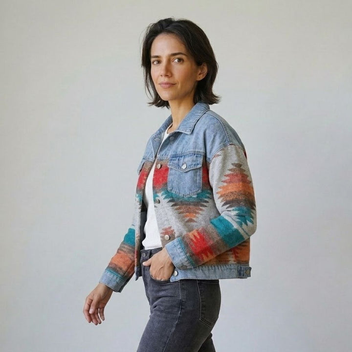 Casual Short Jacket with Geometric Design