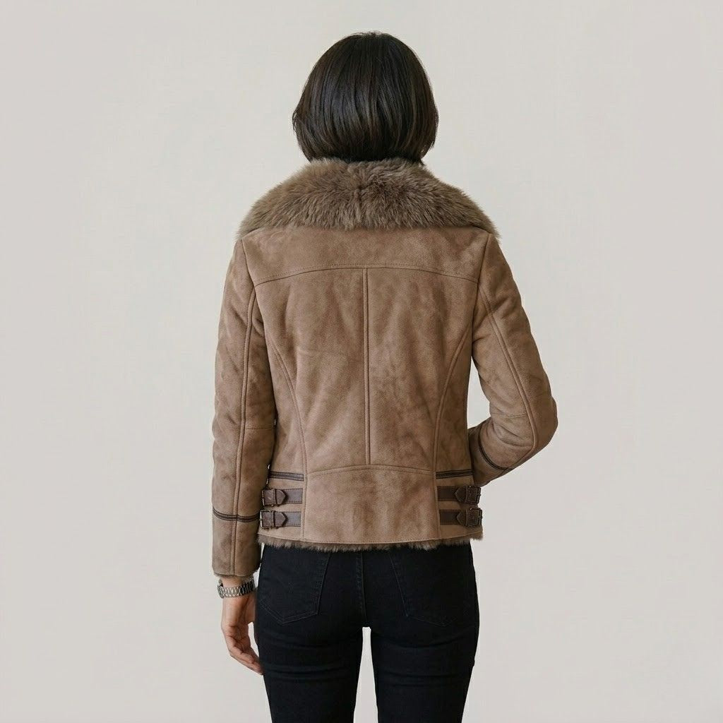 Asymmetrical Detail Short Structured Polyester Jacket