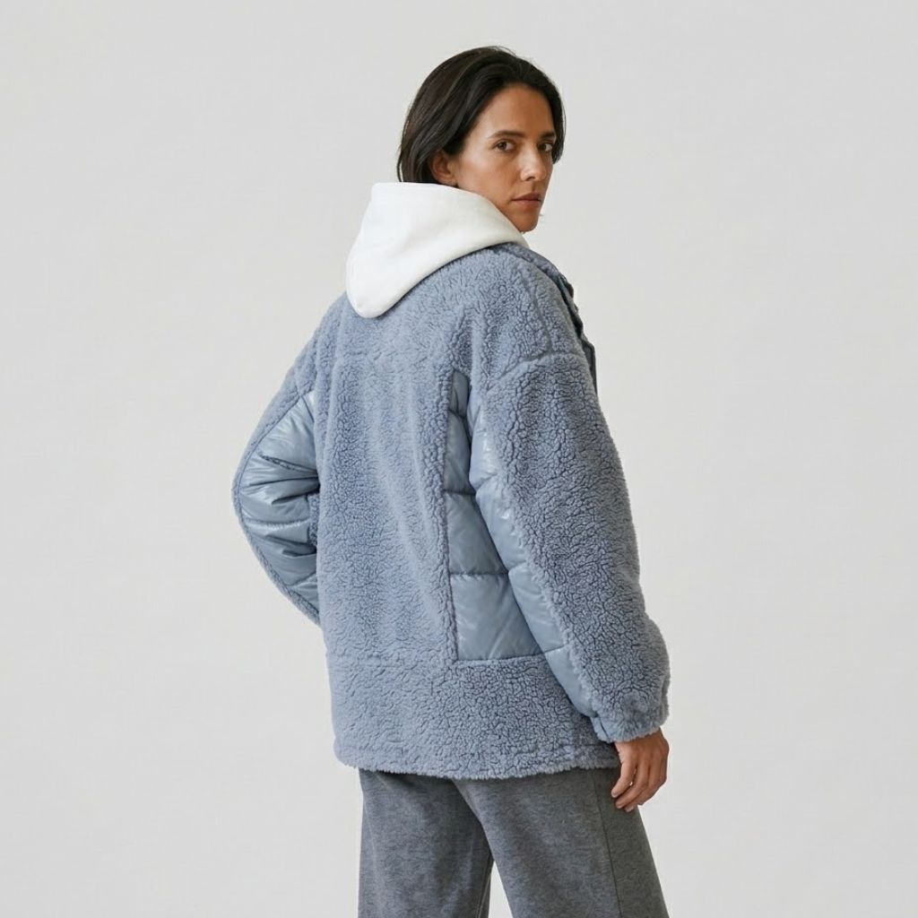 Polyester Oversized Teddy Coat with Front Closure and Spacious Pockets