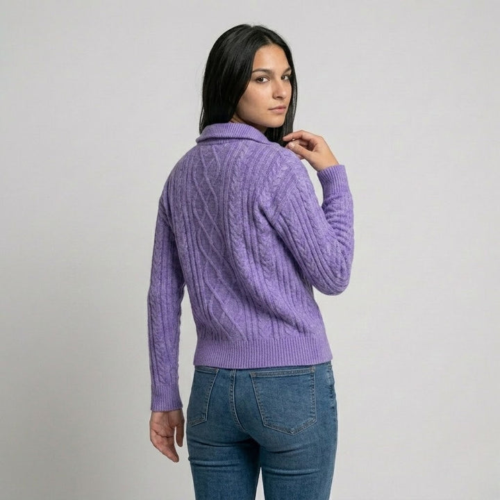 Half-Zip Structured Knit Sweater in Acrylic-Polyester Blend