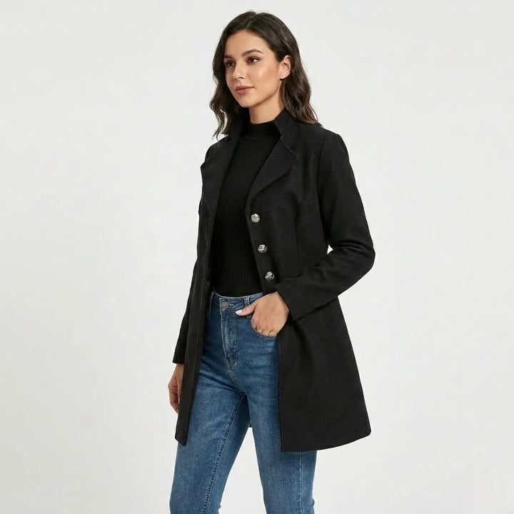 Modern Straight-Cut Structured Wool Blend Coat