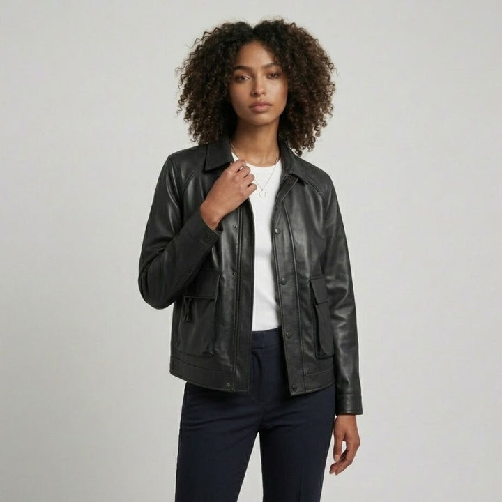 Urban Style Short Structured Jacket with Front Pockets