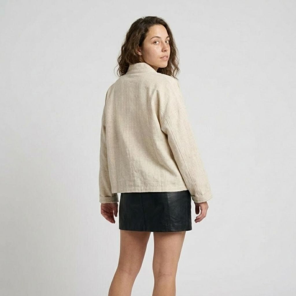 Embroidered Lightweight Linen-Cotton Blend Jacket