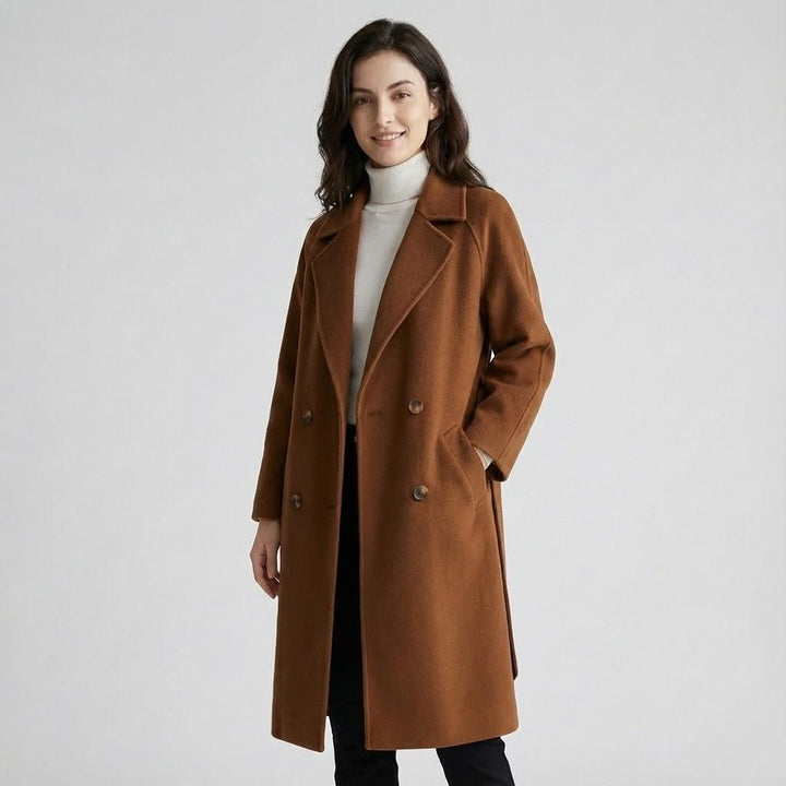 Relaxed Fit Long Wool Blend Structured Coat