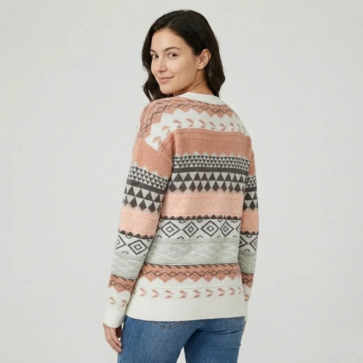 Straight Cut Knitted Sweater with Ethnic Design