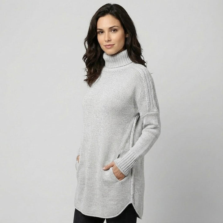 Cozy Wool Blend Sweater with Loose Fit and High Roll Neck