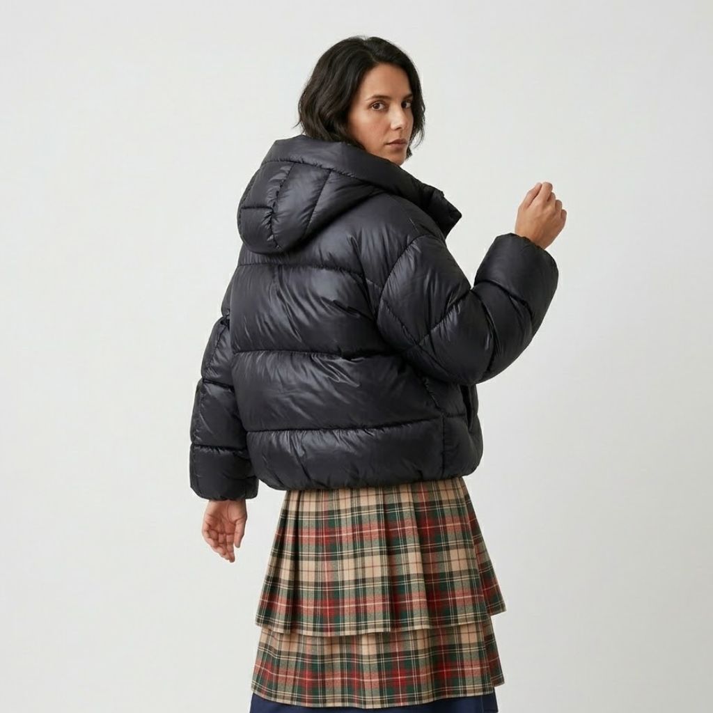Volume-Enhanced Short Padded Jacket for Chilly Days