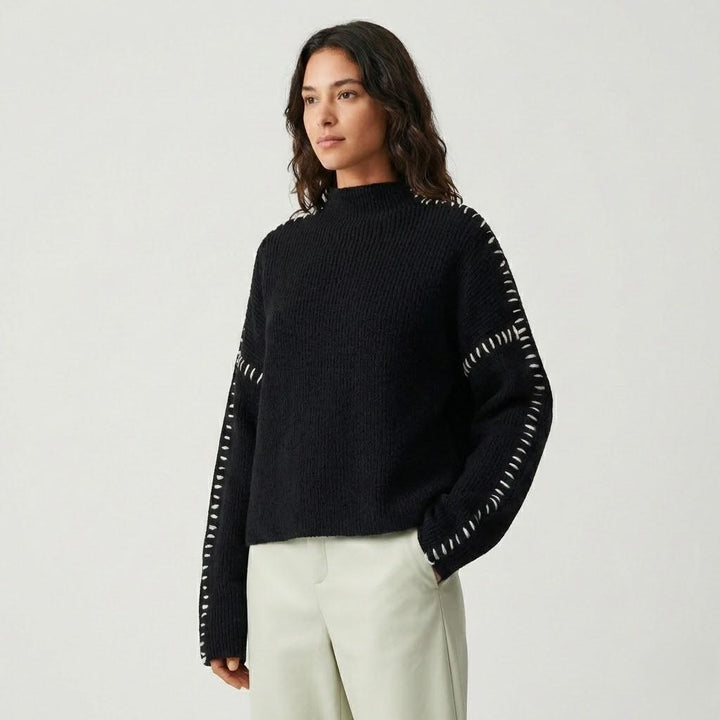 Loose-Fit Knitted Sweater with Unique Craft Details