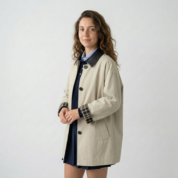 Relaxed Fit Double-Breasted Structured Jacket