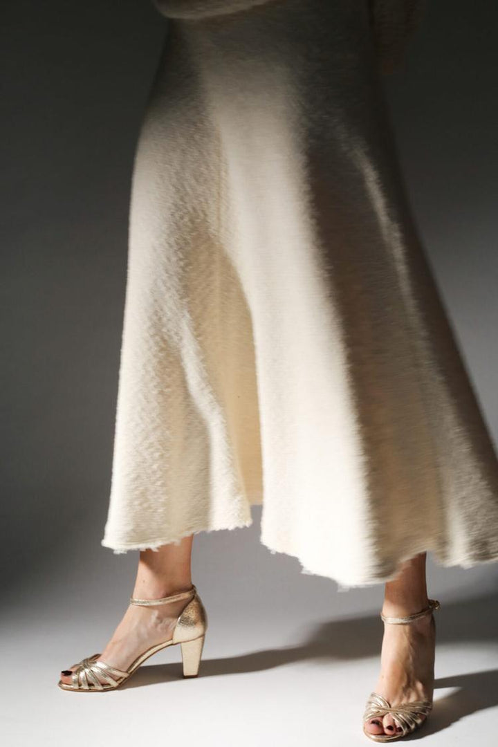 Eugenia - Shimmering Gold Peep Toe Sandals