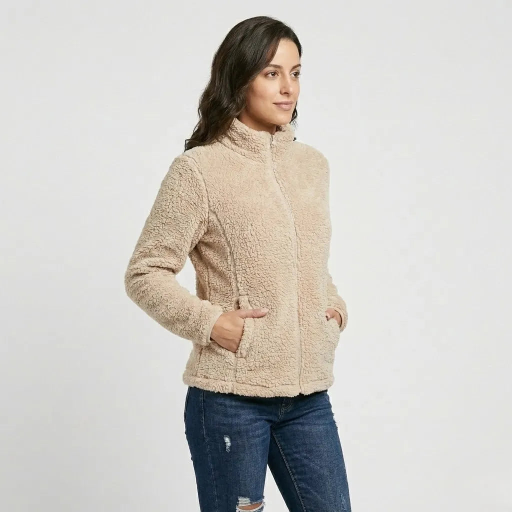 Urban-Style High Collar Fleece Jacket