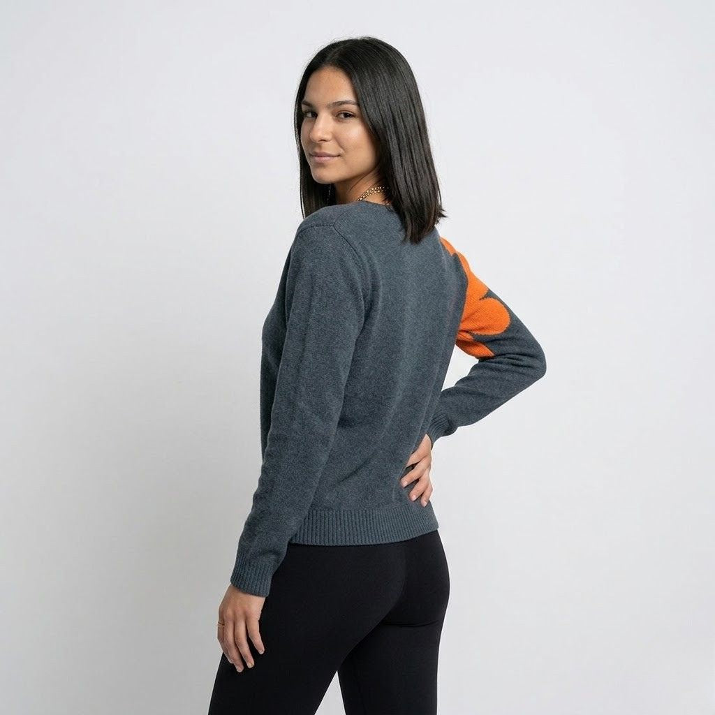V-Neck Knitted Polyester Sweater