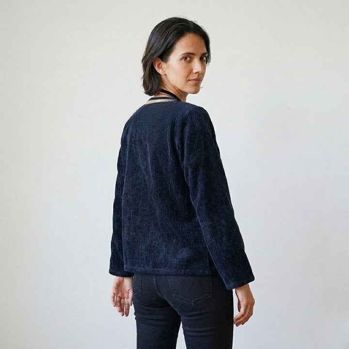 Embroidered Loose-Fit Jacket in a Soft Polyester-Cotton Blend with Wide Sleeves