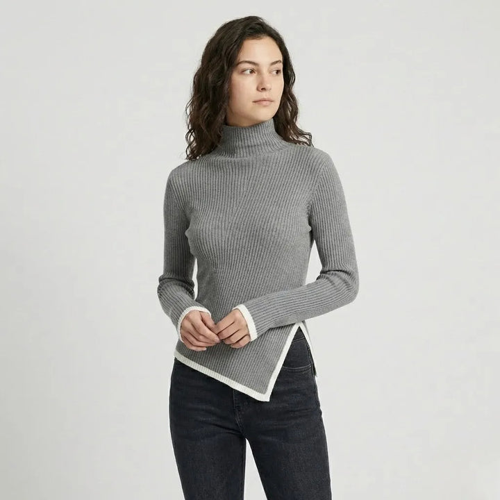 Fitted Ribbed Roll Neck Sweater