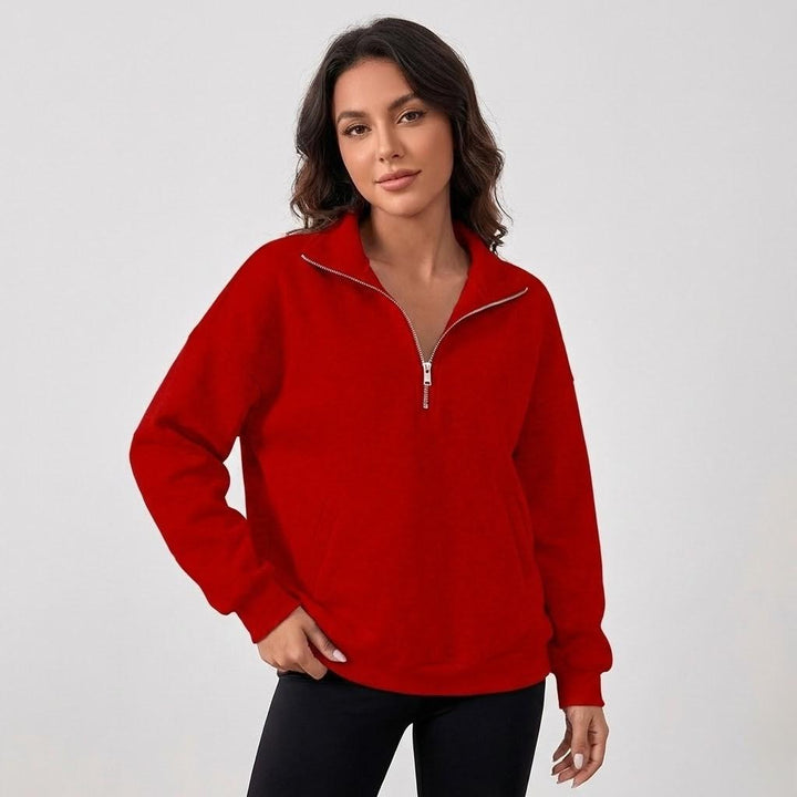 Relaxed Fit High Collar Cotton Blend Sweatshirt
