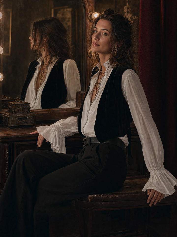 White Puff Sleeve Blouse with Zip Detail