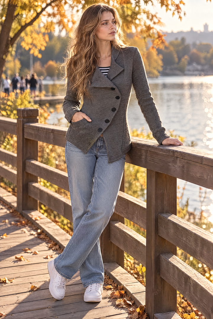 Retro Asymmetrical Knit Cardigan