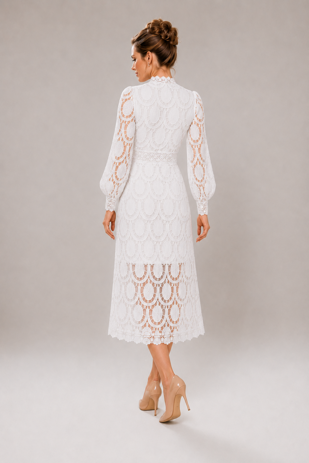 Emika | Elegant Maxi Dress with Stand-Up Collar