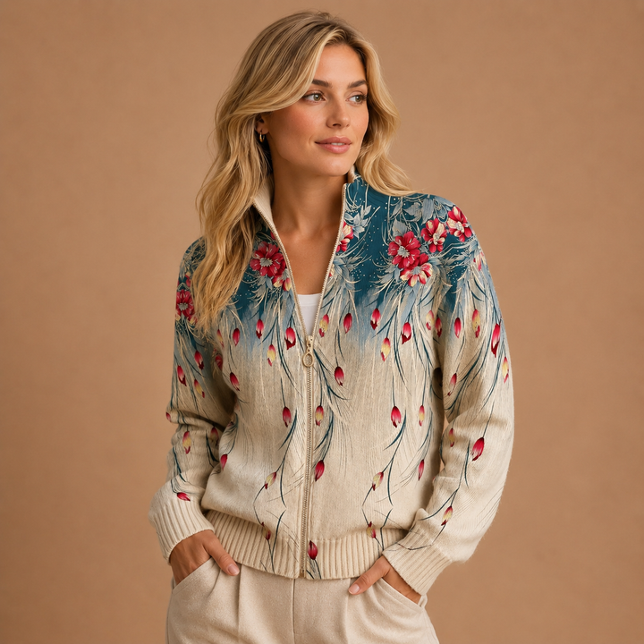 Martina | Cardigan with Parrot Feather Design