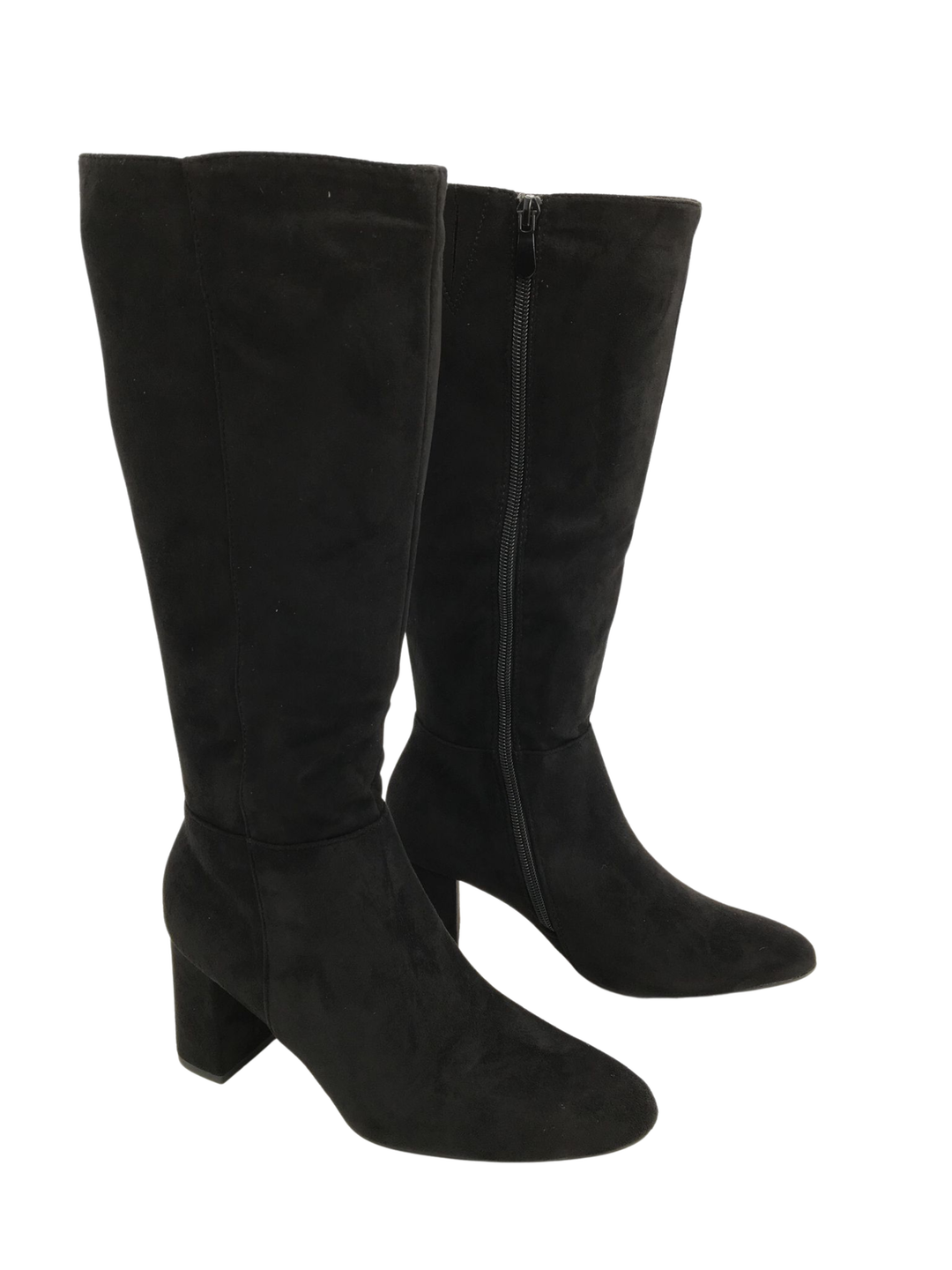 Square Sole Black High Boots