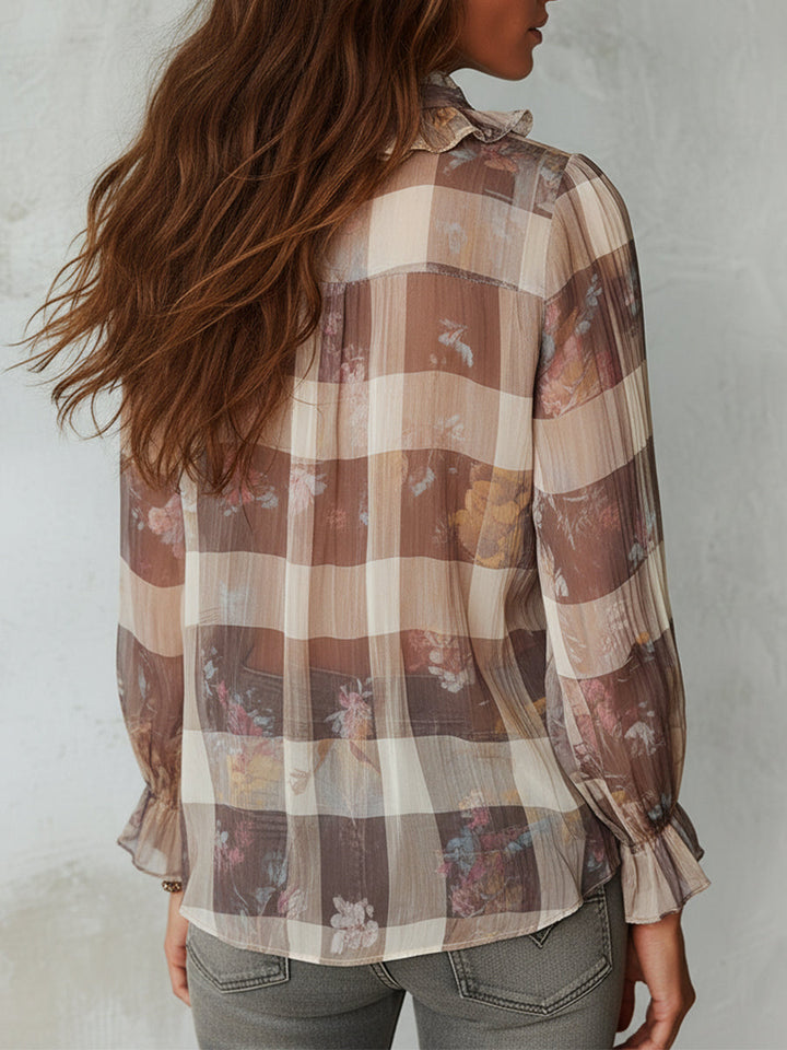Striped Floral Satin Blouse