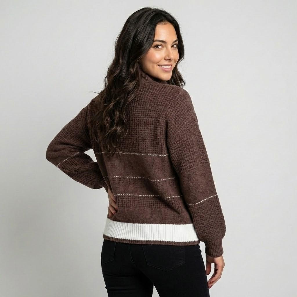 Roll Neck Knitted Sweater with Decorative Buttons