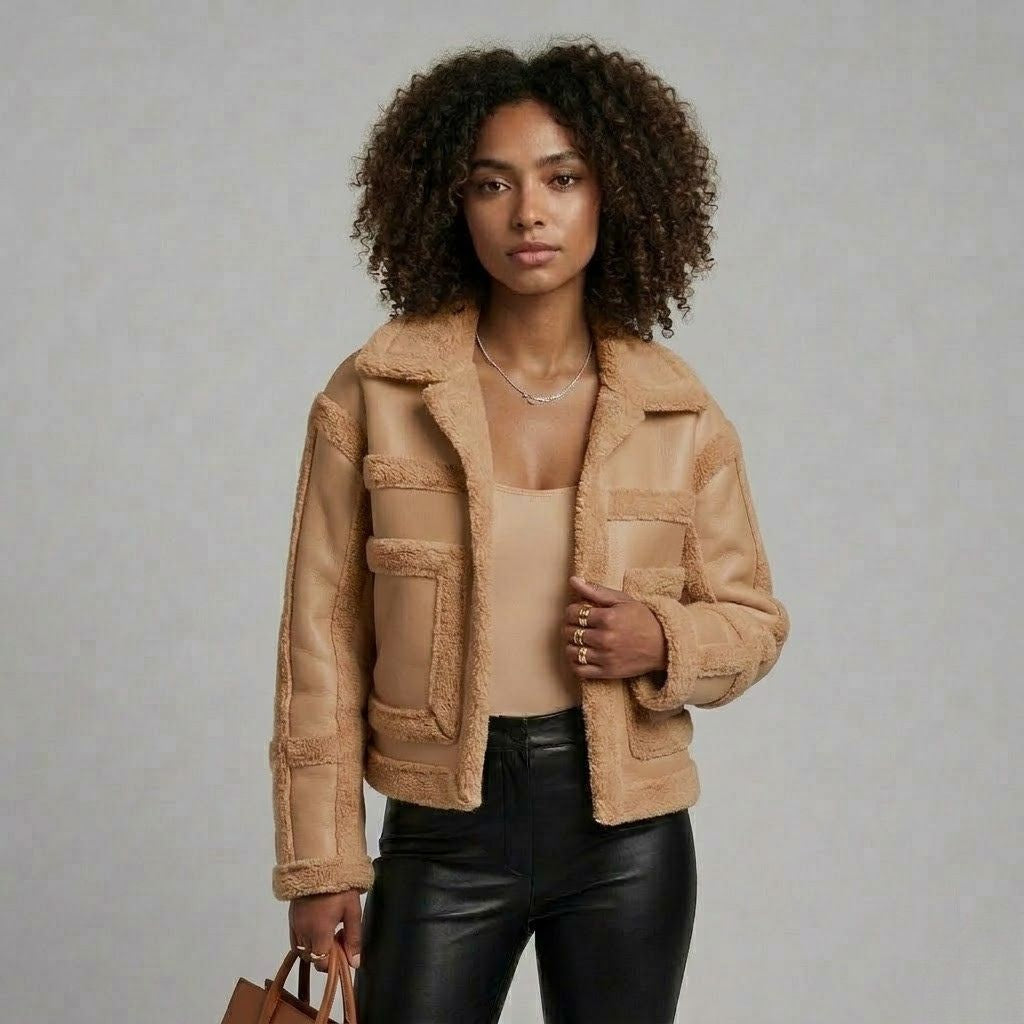 Reversible Short Jacket with a Wide Collar
