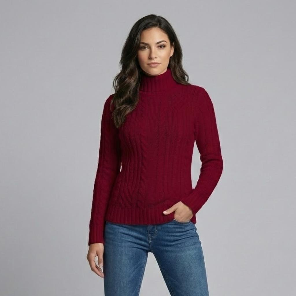 Fitted Cable Knit Sweater