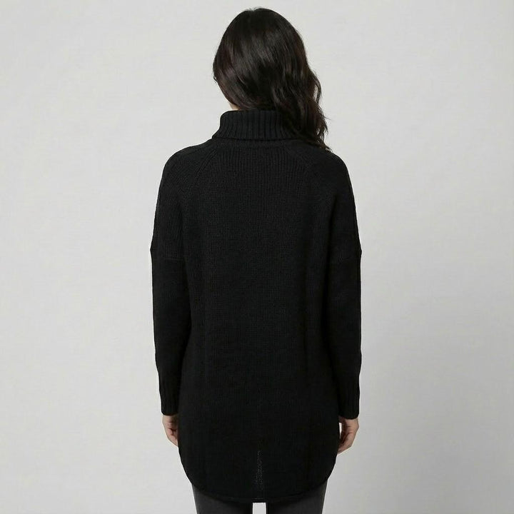Cozy Wool Blend Sweater with Loose Fit and High Roll Neck