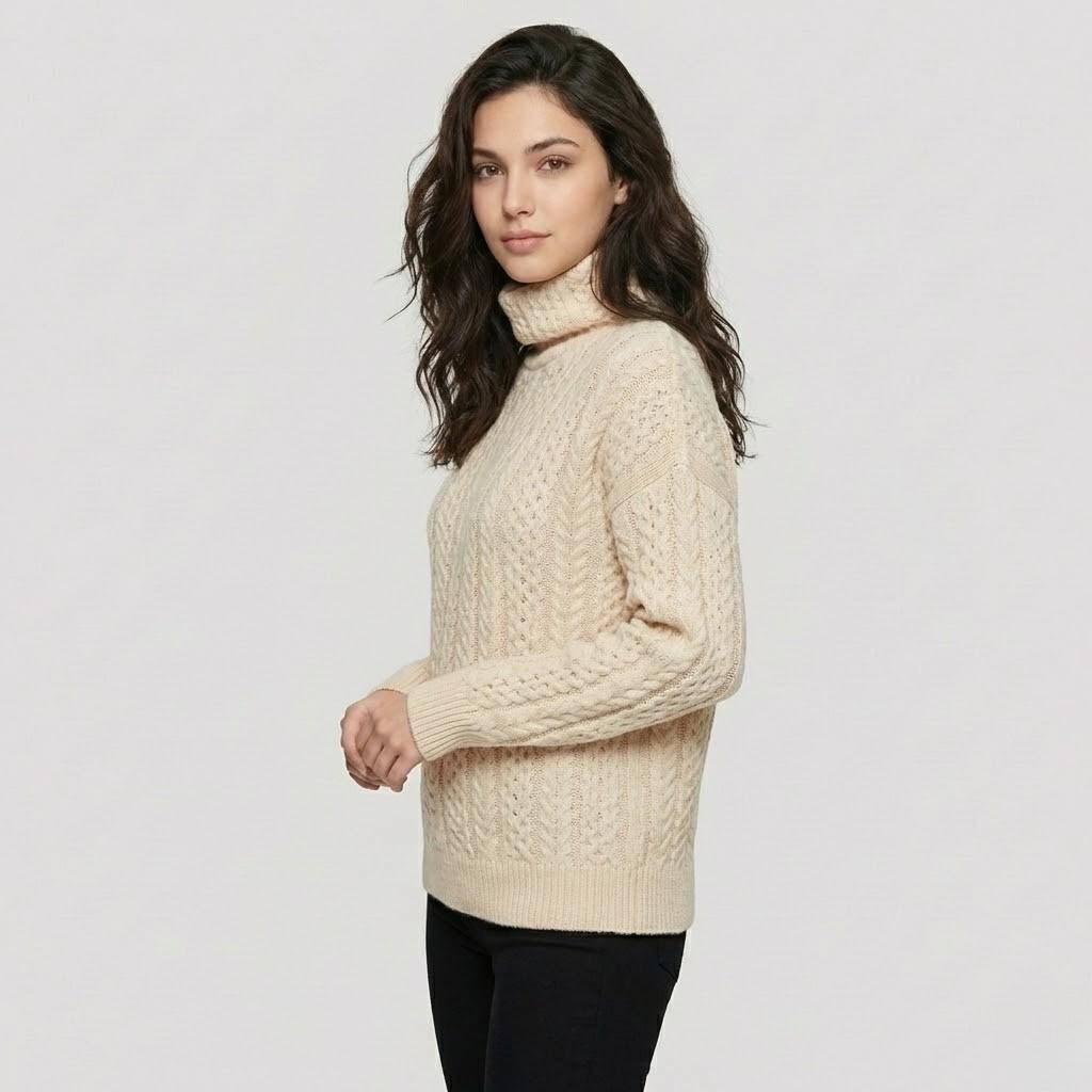 Relaxed Fit Roll Neck Knitted Sweater