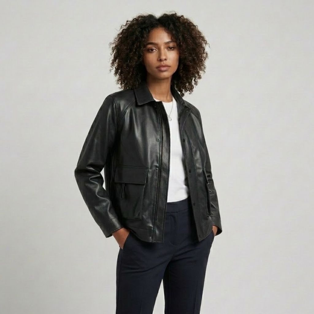 Urban Style Short Structured Jacket with Front Pockets