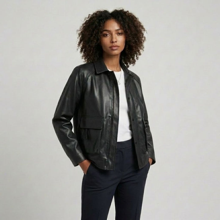 Urban Style Short Structured Jacket with Front Pockets