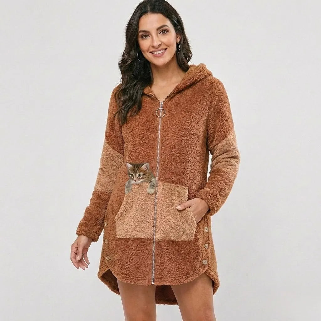 Cozy Hooded Knit Jacket with Relaxed Fit