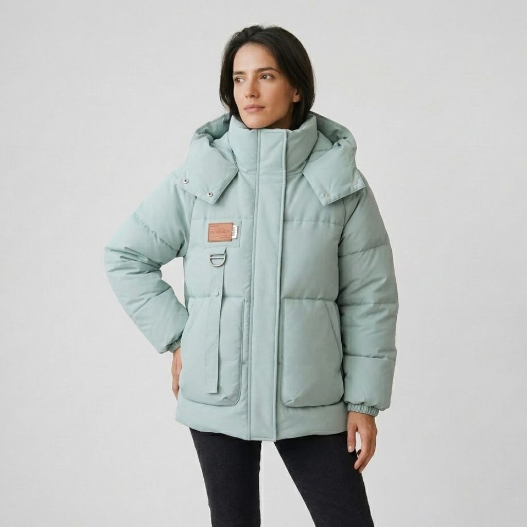 Urban-Style High-Collar Quilted Jacket