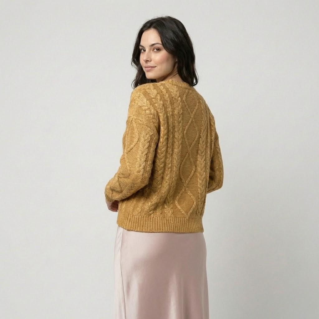Cozy Loose-Fit Sweater with Textured Geometric Knit Design